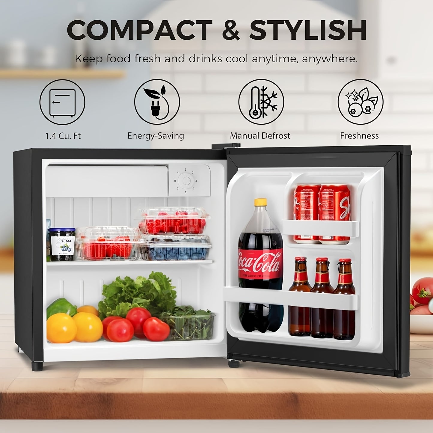 1.6 Cu.Ft Compact Refrigerator Mini Fridge with Energy Efficient .