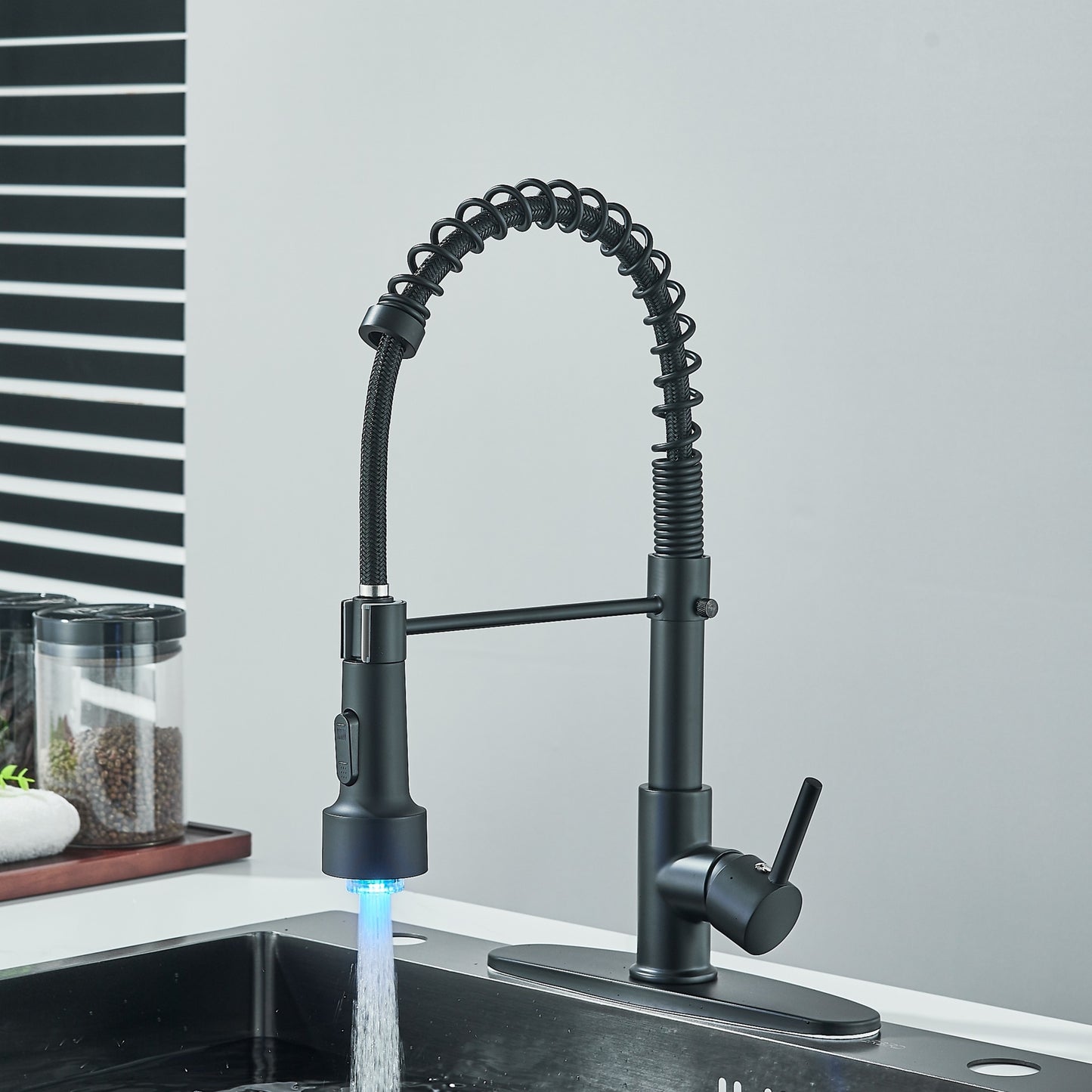 Matte Black LED Kitchen Faucet