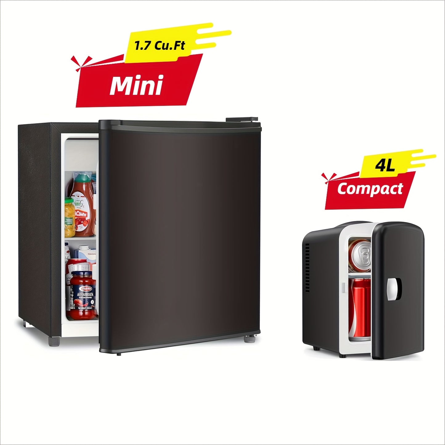 1.6 Cu.Ft Compact Refrigerator Mini Fridge with Energy Efficient .