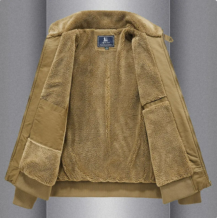 Warm And Loose Polo Collar Pure Cotton Workwear Jacket