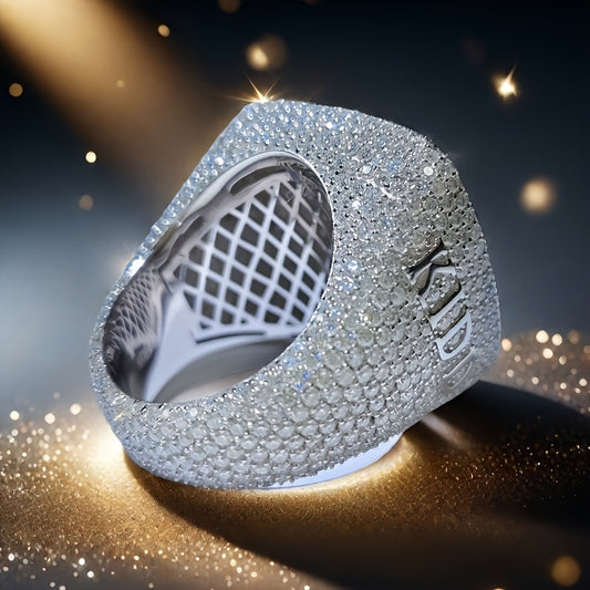 1 Hip Hop-style Moissanite 18K Golden Plated 925 Silver Single Ring .