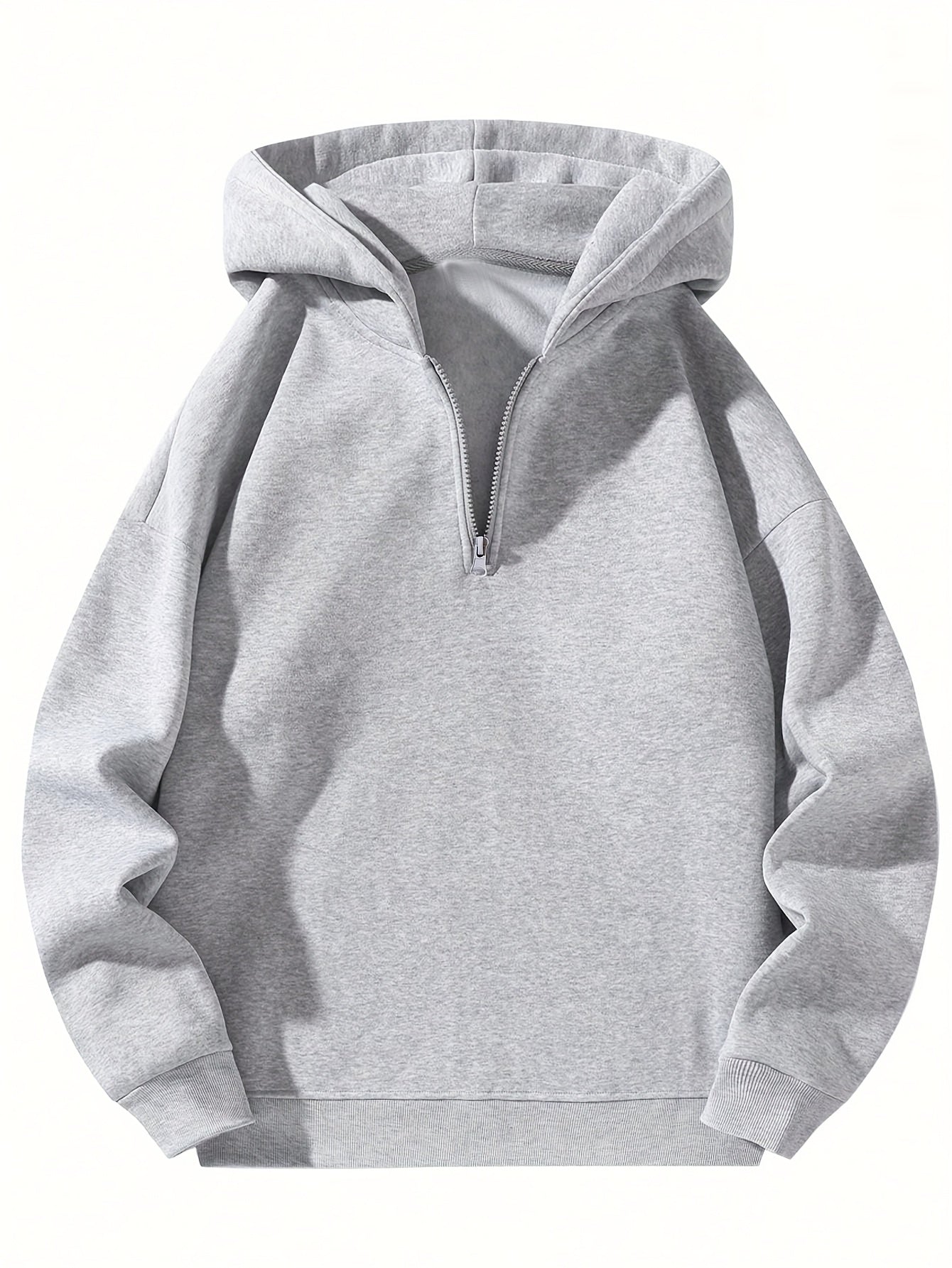 Men's Casual Solid Color Half-Zip Hooded Sweatshirt
