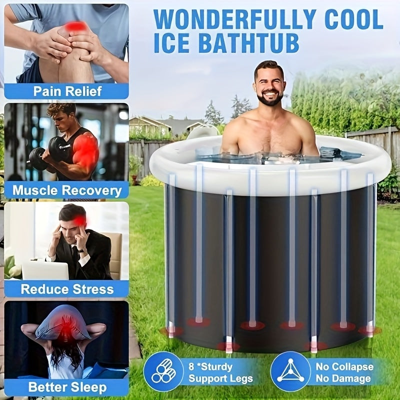 XL Plus Ice Tub with Lid, Outdoor Portable Cold Hydrotherapy Tub, Athlete Fitness/Rehab Ice Tub, Foldable Adult Tub