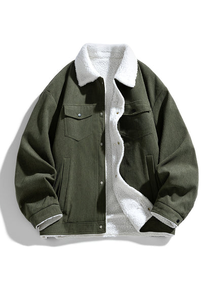 Men's Plush Corduroy Jacket - New Autumn/Winter Trendy Warm Workwear Style Couple Coat 2452XL