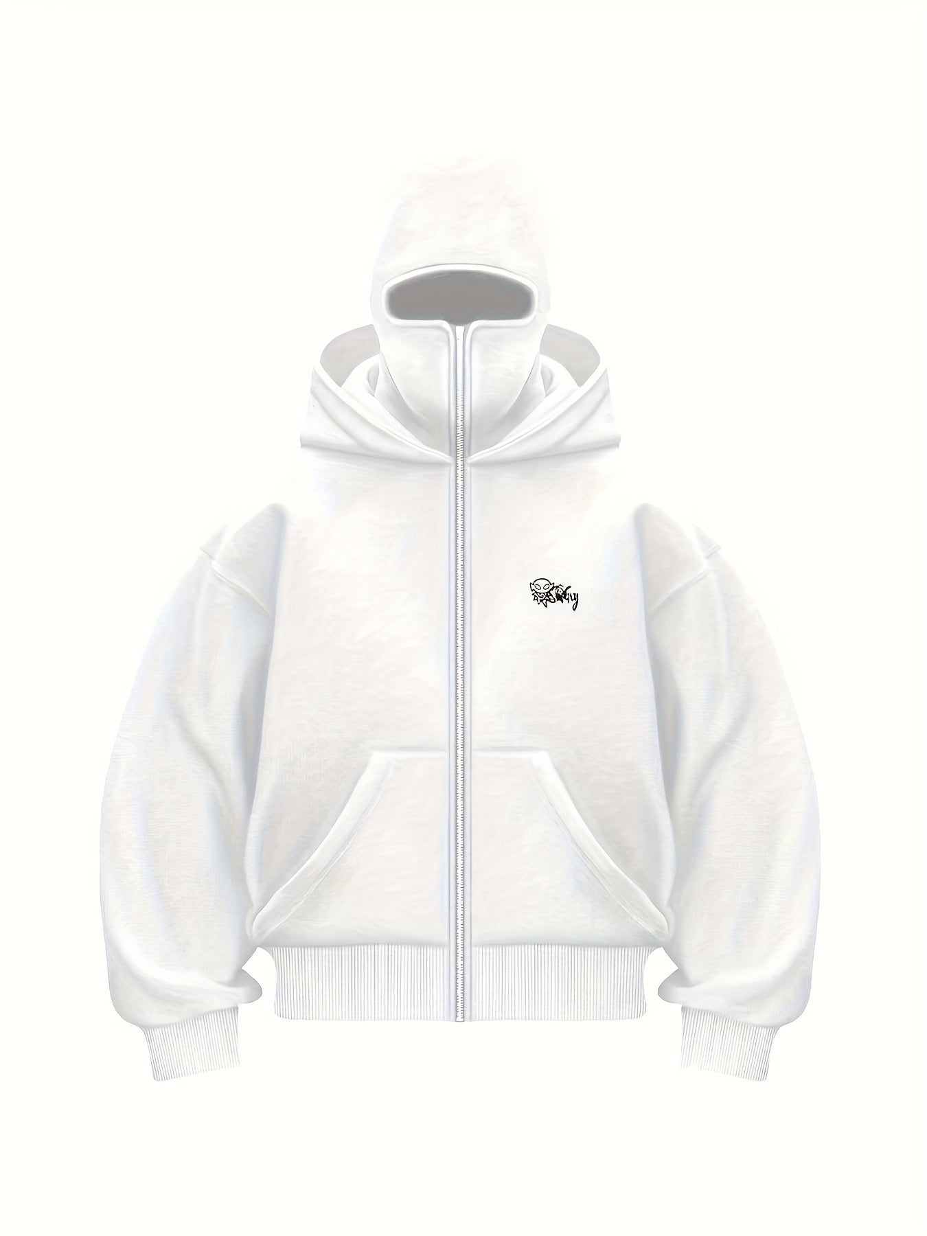 Men'S Y2K Gothic Double Hood Zip-Up Cardigan Sweatshirt.