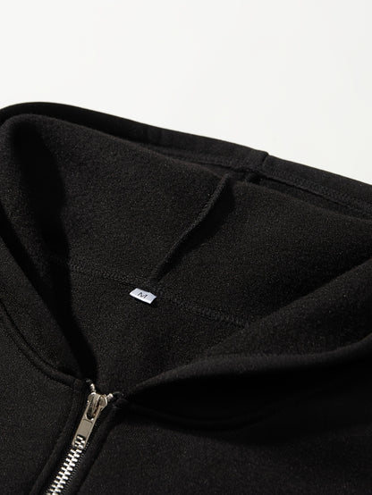 Men'S Black Hooded Zip-Up Sweatshirt with NYC Graphic