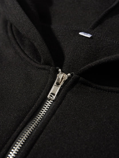 Men'S Black Hooded Zip-Up Sweatshirt with NYC Graphic
