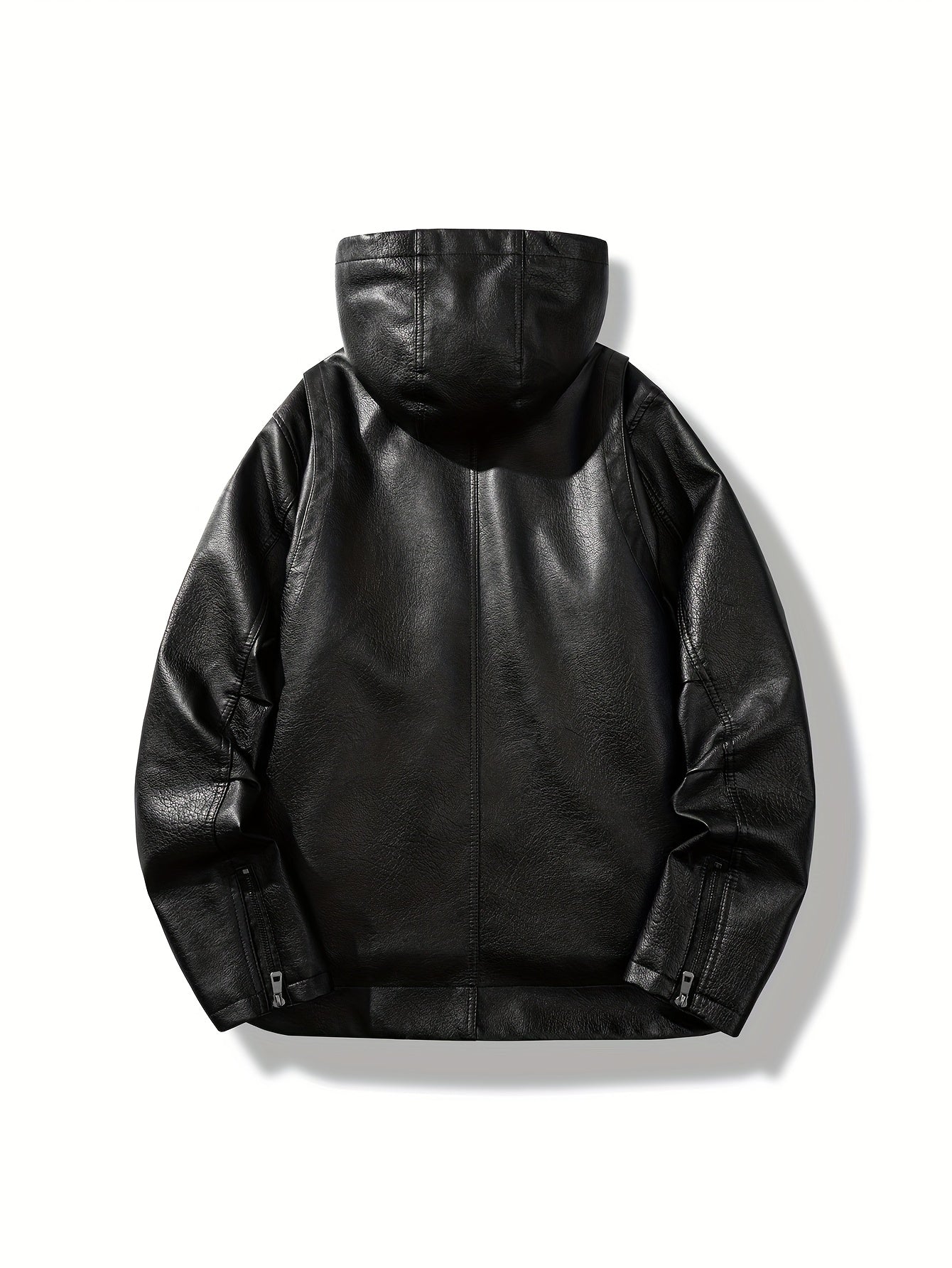 Men's  Leather  Jacket  Windproof & High Quality Winter Coat, Full-Zip Hooded Collar.