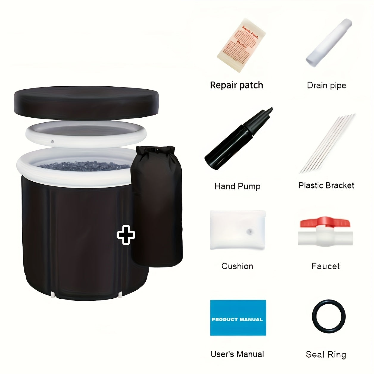 XL Plus Ice Tub with Lid, Outdoor Portable Cold Hydrotherapy Tub, Athlete Fitness/Rehab Ice Tub, Foldable Adult Tub