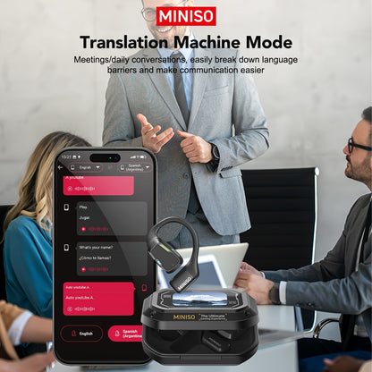 MINISO M98 AI Translation Wireless Earbuds Open Ear Earphones Support 135 Languages Real Time Translation .