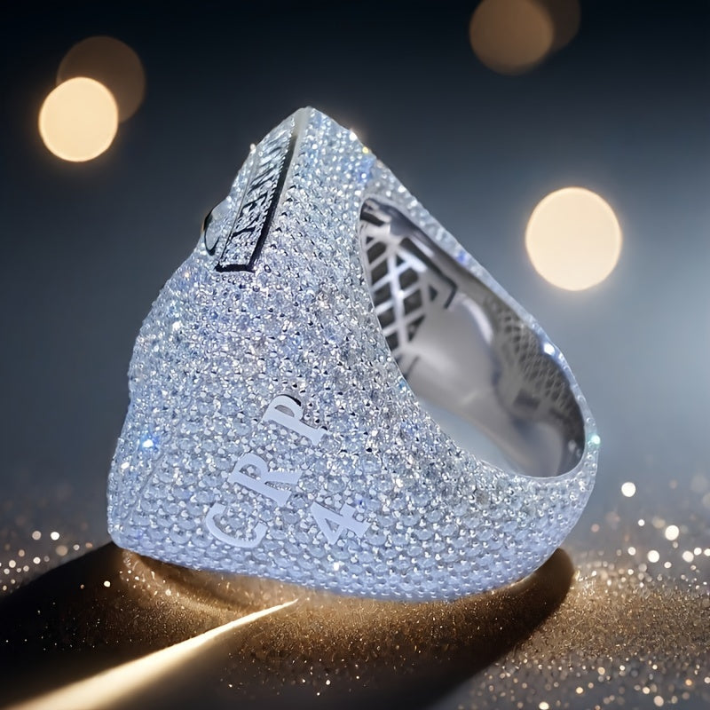 1 Hip Hop-style Moissanite 18K Golden Plated 925 Silver Single Ring .
