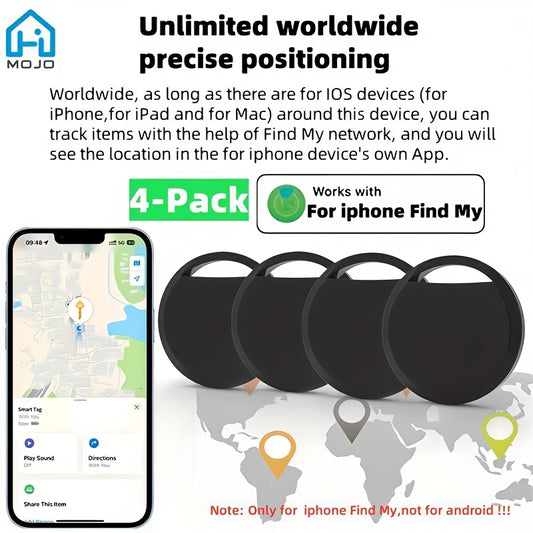 4-pack Wireless Smart Tracker Mini Tag, for IOS for Apple Find My APP,
