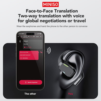 MINISO M98 AI Translation Wireless Earbuds Open Ear Earphones Support 135 Languages Real Time Translation .