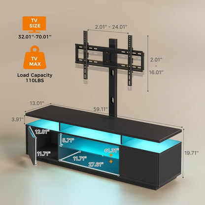 Heavy-Duty Modern TV Stand with Rotating Base .