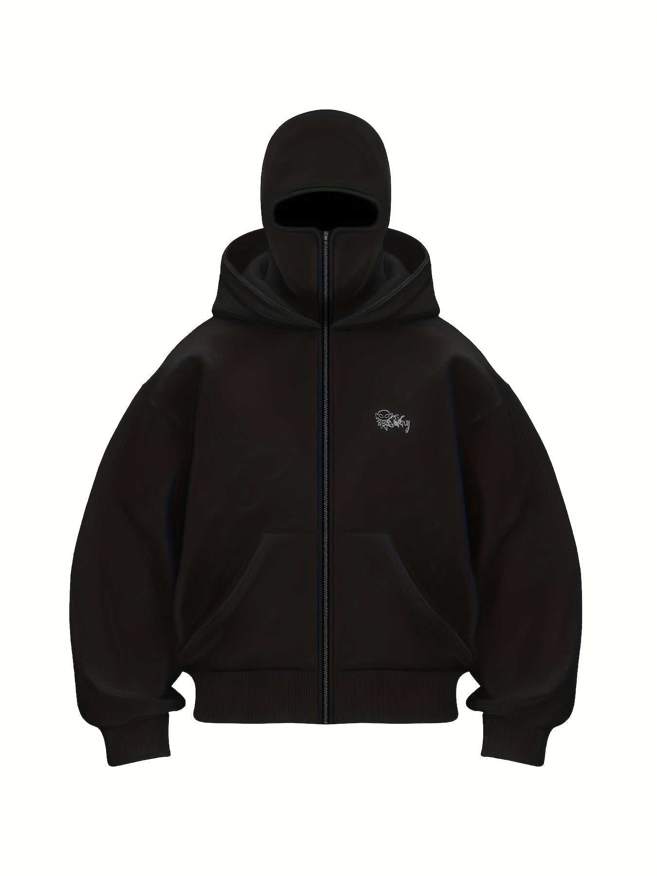 Men'S Y2K Gothic Double Hood Zip-Up Cardigan Sweatshirt.
