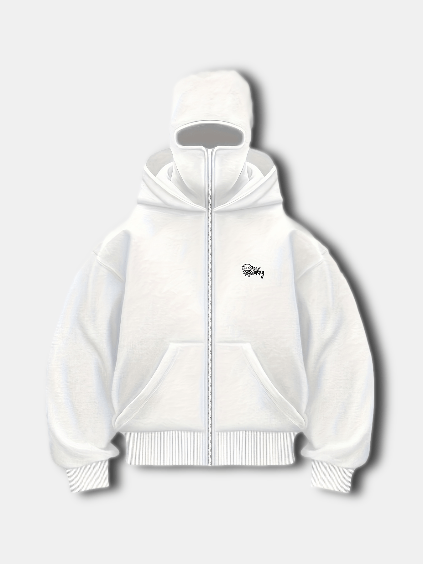 Men'S Y2K Gothic Double Hood Zip-Up Cardigan Sweatshirt.