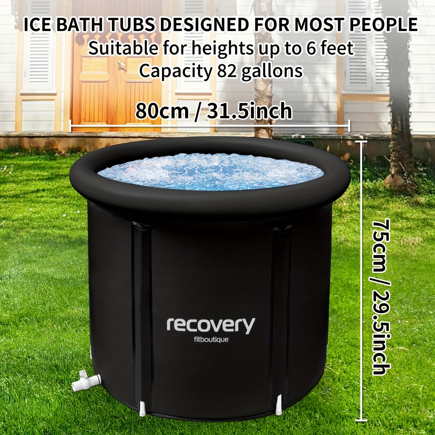 XL Plus Ice Tub with Lid, Outdoor Portable Cold Hydrotherapy Tub, Athlete Fitness/Rehab Ice Tub, Foldable Adult Tub