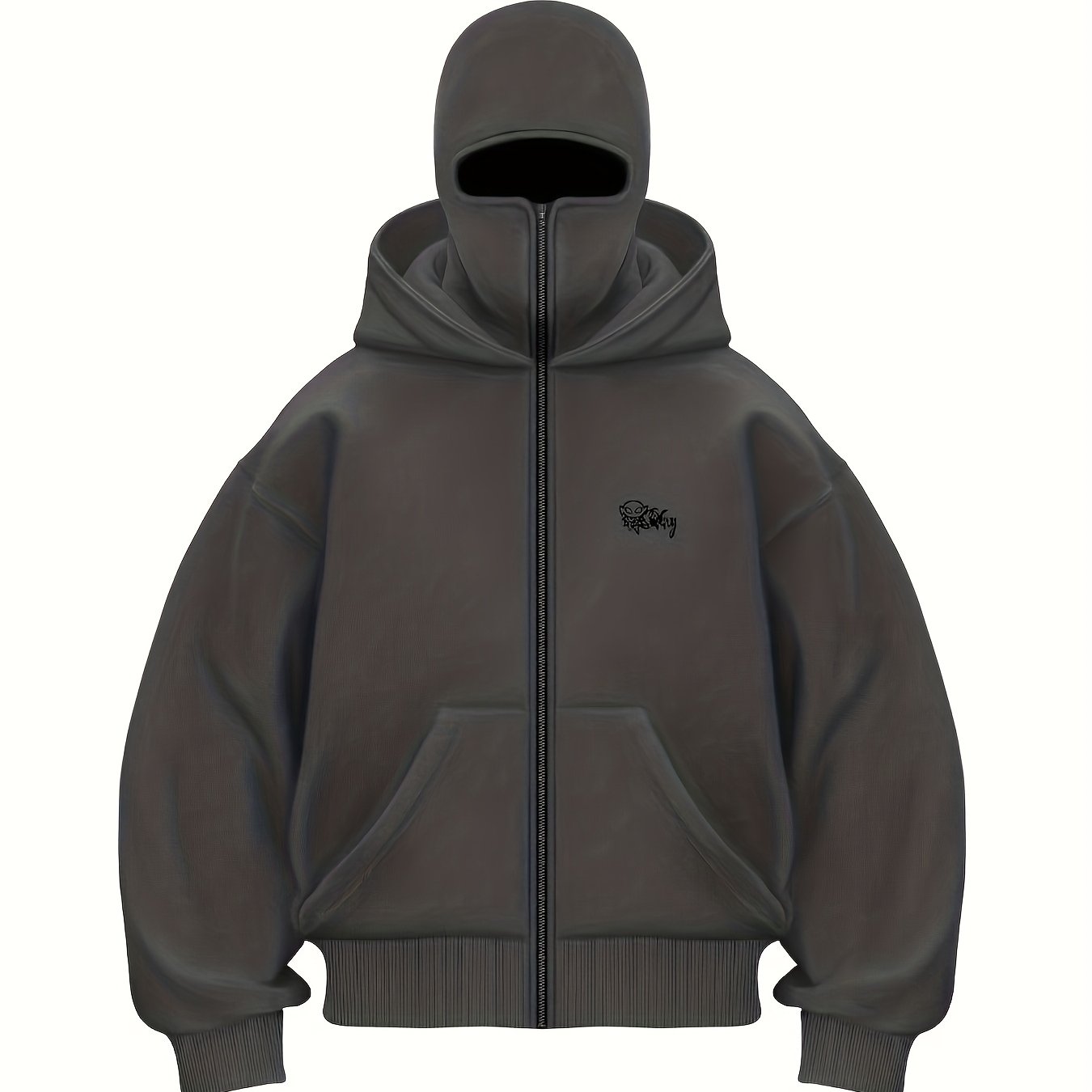 Men'S Y2K Gothic Double Hood Zip-Up Cardigan Sweatshirt.