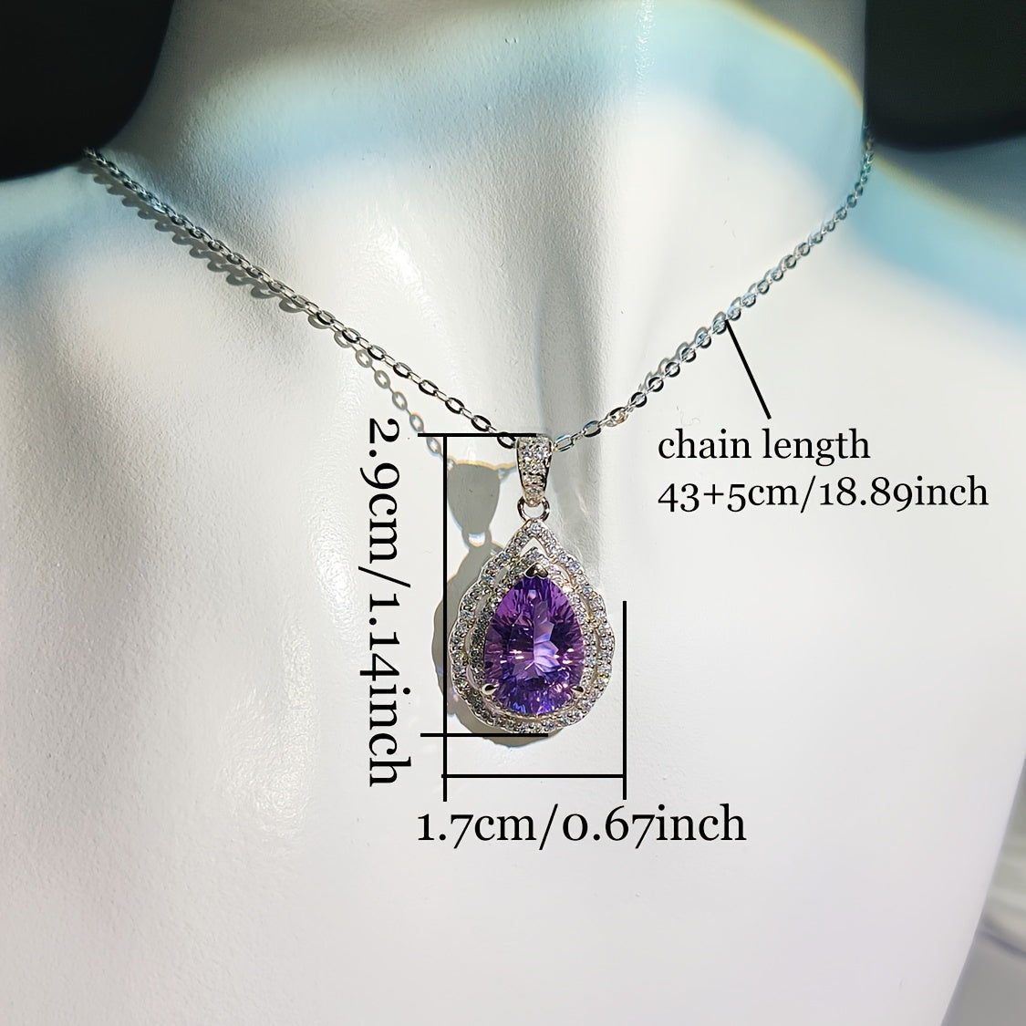 Elegant 6-Carat Amethyst Pendant Necklace in S925 Sterling Silvery.