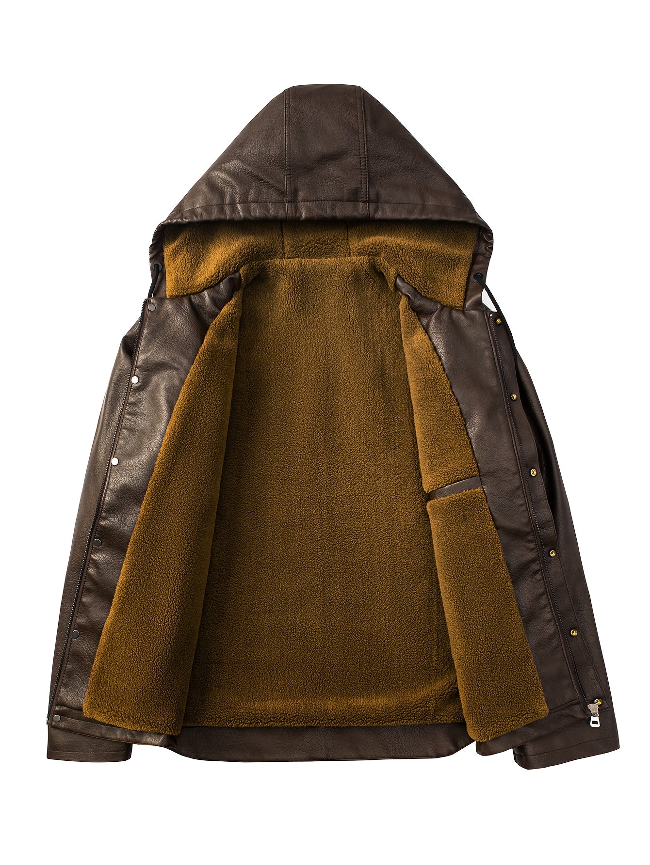 Men's  Leather  Jacket  Windproof & High Quality Winter Coat, Full-Zip Hooded Collar.