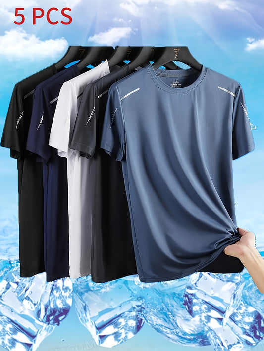 [5pcs Summer T-Shirts] 5pcs Men's Summer Fashion T-Shirts .