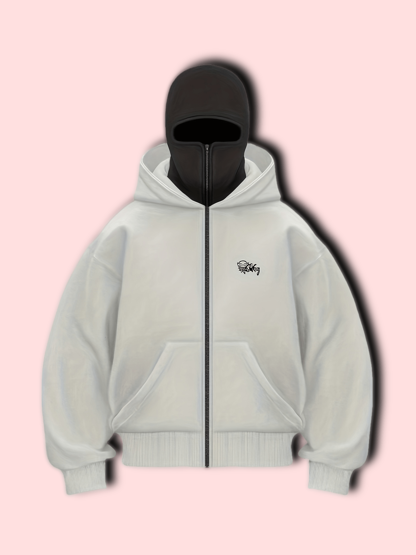 Men'S Y2K Gothic Double Hood Zip-Up Cardigan Sweatshirt.