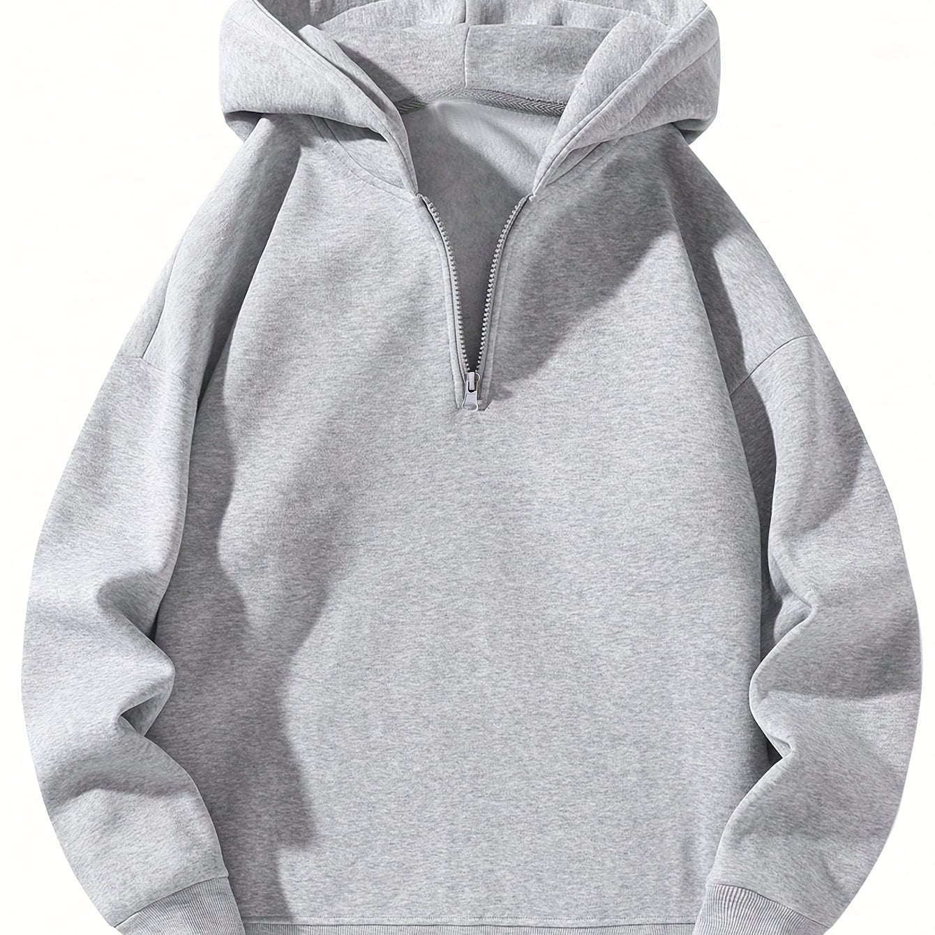 Men's Casual Solid Color Half-Zip Hooded Sweatshirt