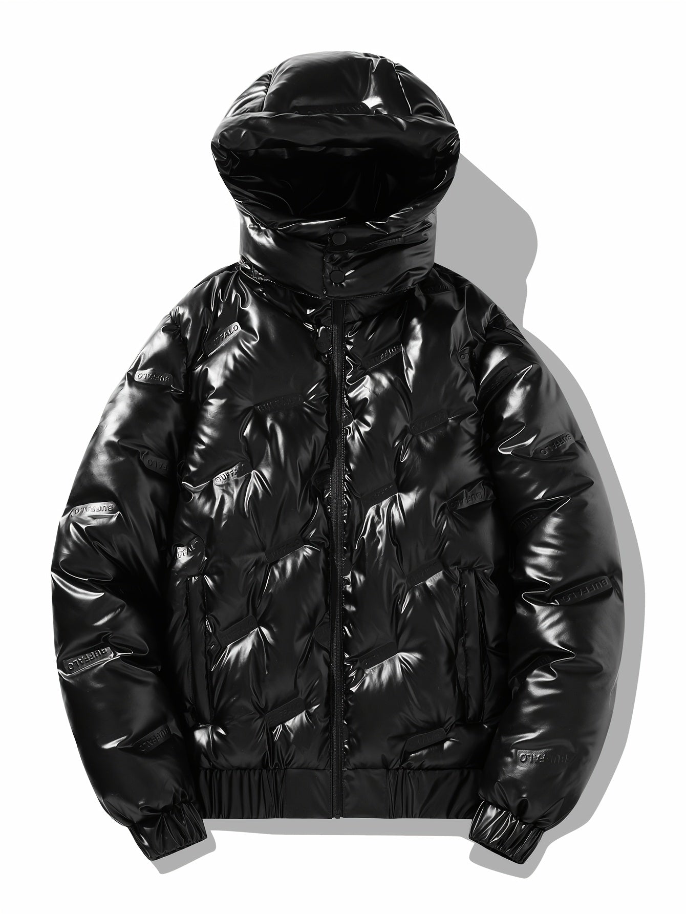 Men'S Black & Golden Glossy Clothes with Detachable Hood .