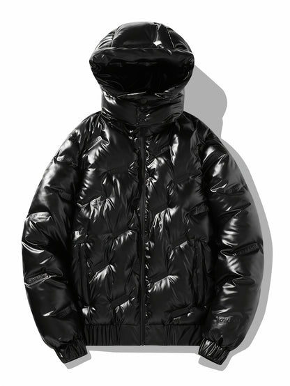 Men'S Black & Golden Glossy Clothes with Detachable Hood .