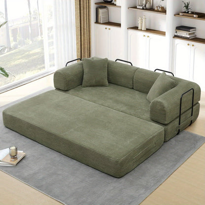 Queen Size Convertible Folding Sofa Bed with Memory Foam Cushions .