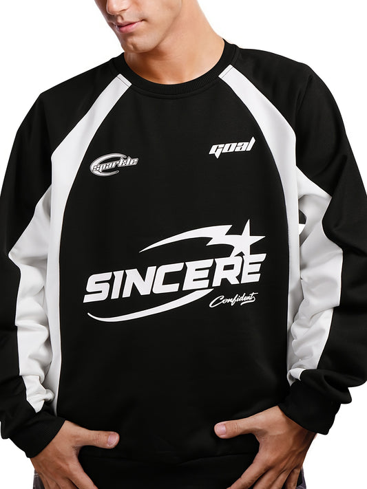 Men's Casual Letter Print Pullover .