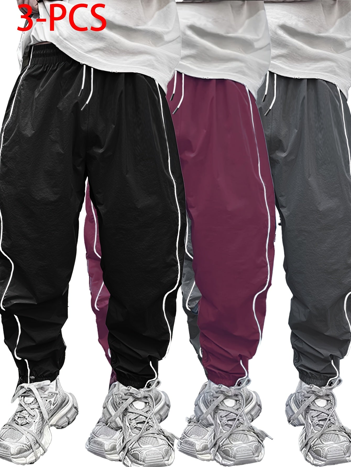 3pcs Men'S Casual Jogger Pants .