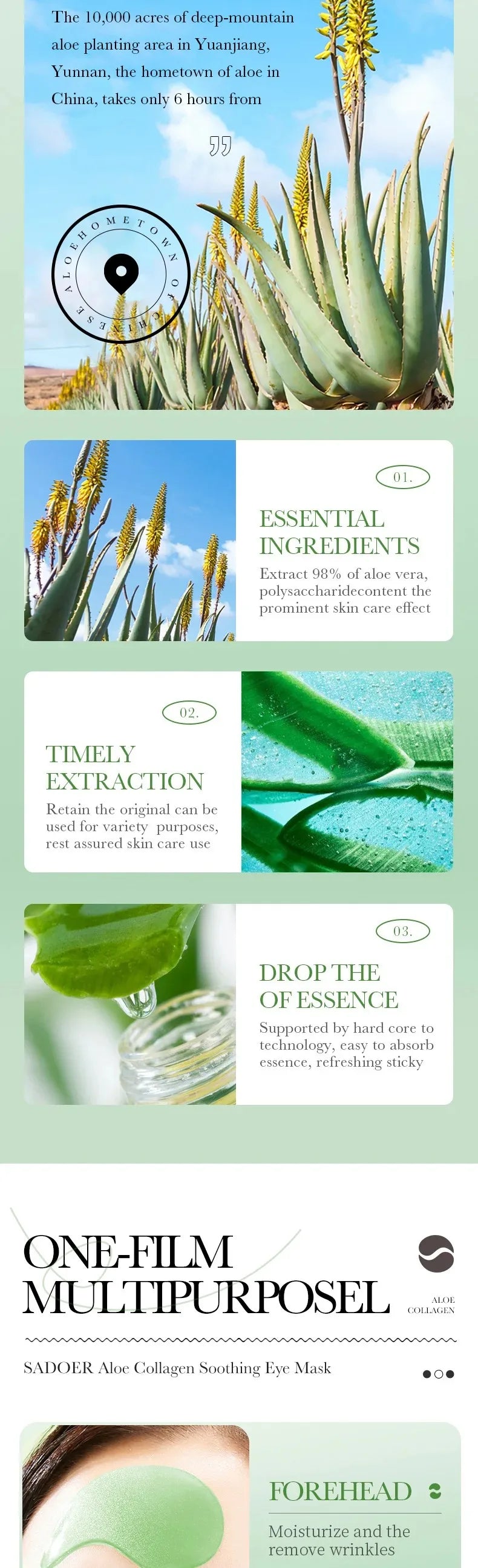 60pcs Aloe Vera Collagen Eye Mask Anti Dark