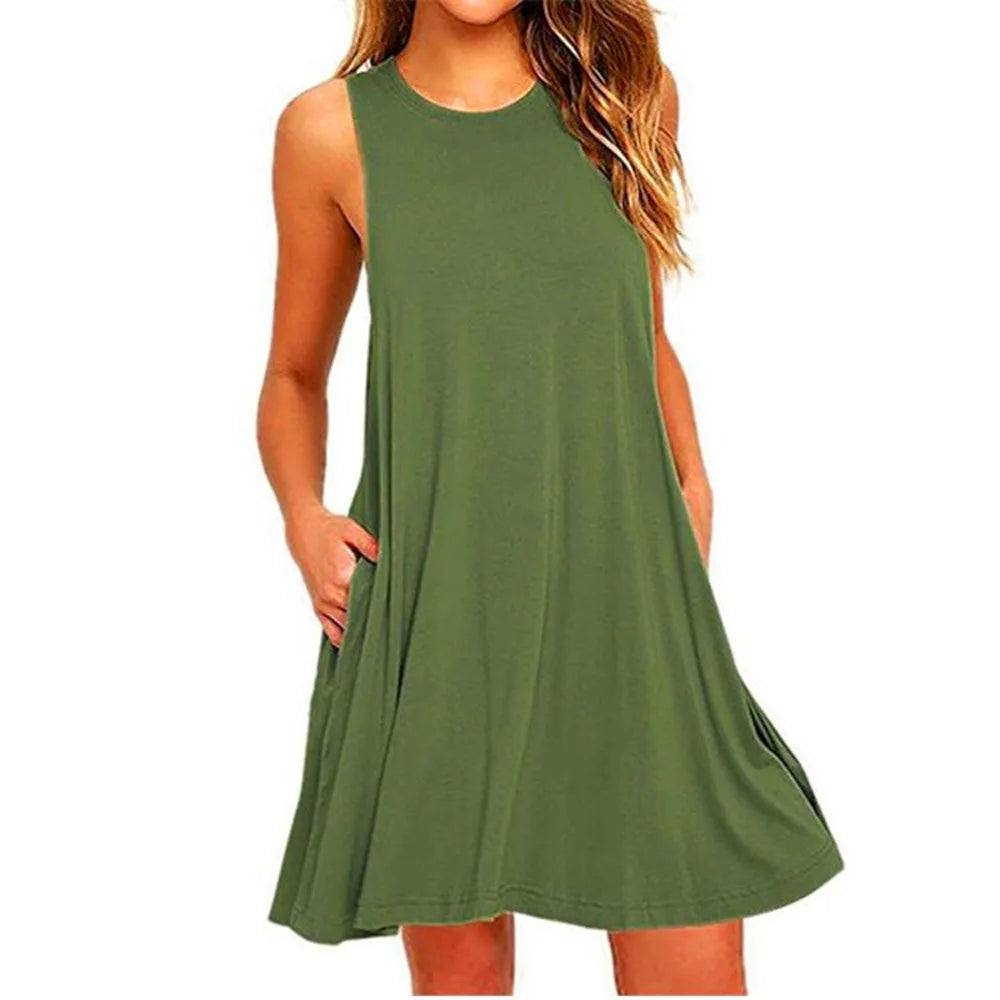 Women's Sundress Summer Female O-Neck