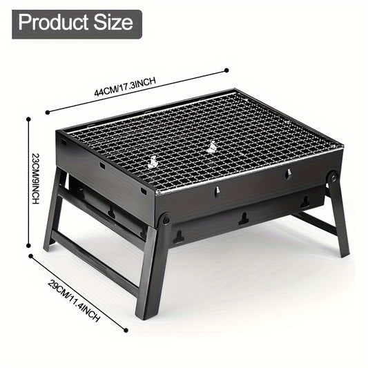 17" Folding Portable BBQ Charcoal Grill - Compact Tabletop Mini Smoker - Small Outdoor Grill for Travel Backyard Picnic Beach