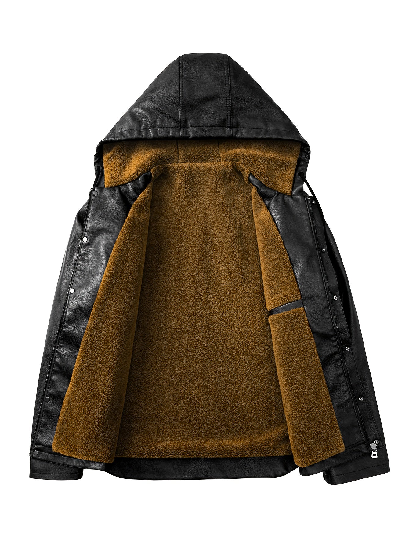 Men's  Leather  Jacket  Windproof & High Quality Winter Coat, Full-Zip Hooded Collar.