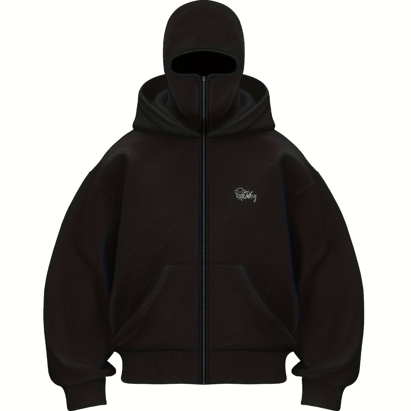 Men'S Y2K Gothic Double Hood Zip-Up Cardigan Sweatshirt.