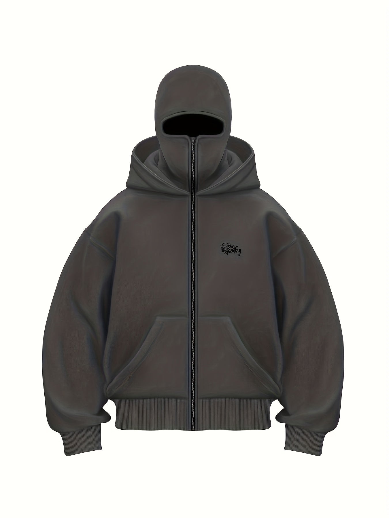 Men'S Y2K Gothic Double Hood Zip-Up Cardigan Sweatshirt.