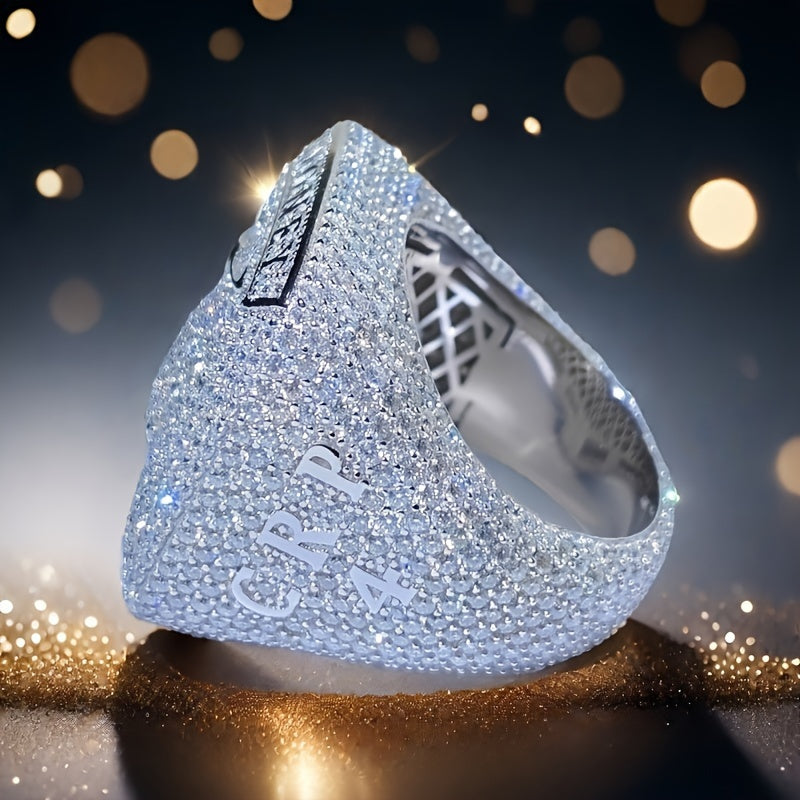 1 Hip Hop-style Moissanite 18K Golden Plated 925 Silver Single Ring .