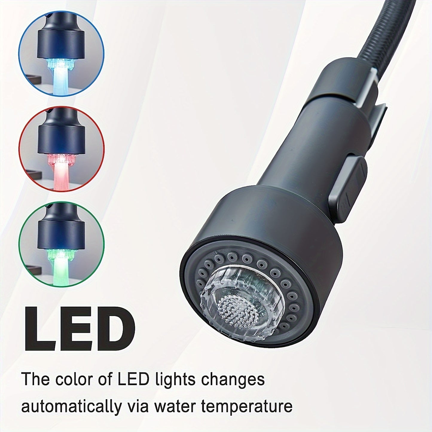 Matte Black LED Kitchen Faucet