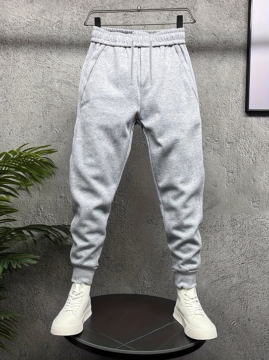 Light Gray Polyester Men's Casual Sports Pants