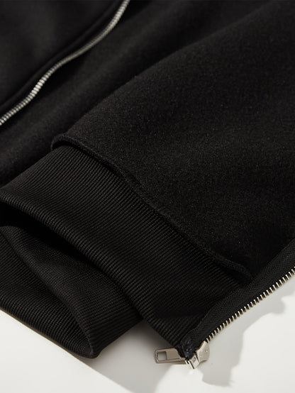 Men'S Black Hooded Zip-Up Sweatshirt with NYC Graphic