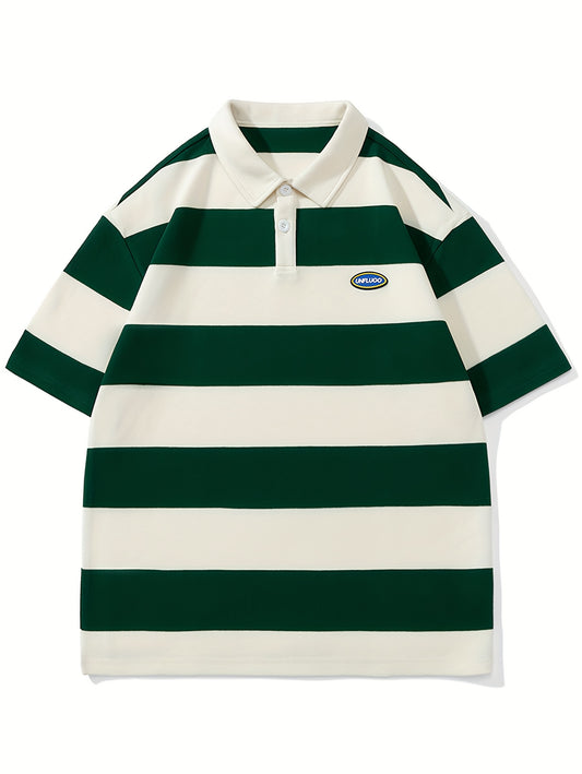 Breathable Cotton Summer Men's Casual Striped Short Sleeve Shirt .