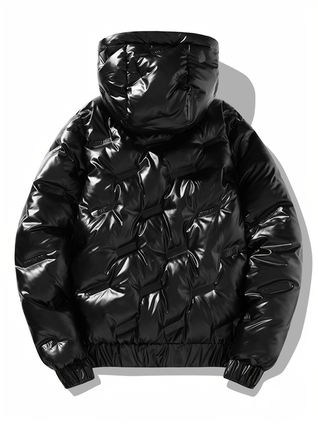 Men'S Black & Golden Glossy Clothes with Detachable Hood .