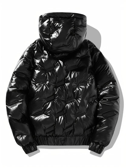 Men'S Black & Golden Glossy Clothes with Detachable Hood .