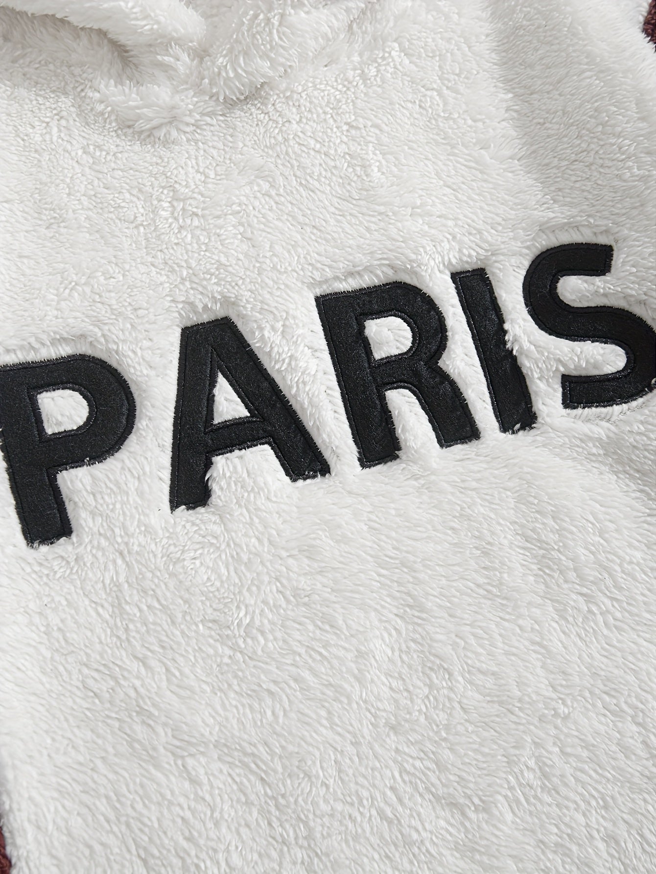 1pc Plush Hoodie - Soft Warm Pullover Sweatshirt with Paris Lettering.