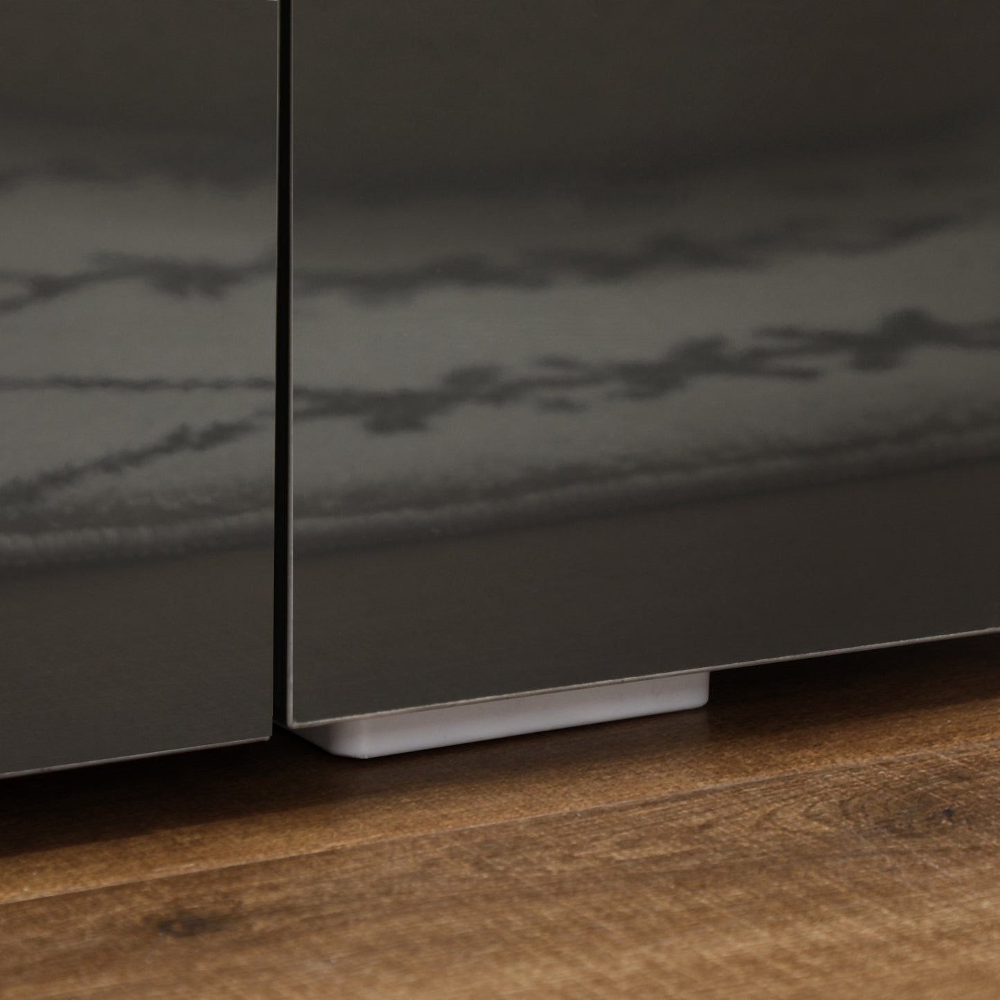 HOMCOM Modern Grey High-Gloss TV Stand with LED Lighting
