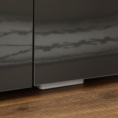HOMCOM Modern Grey High-Gloss TV Stand with LED Lighting